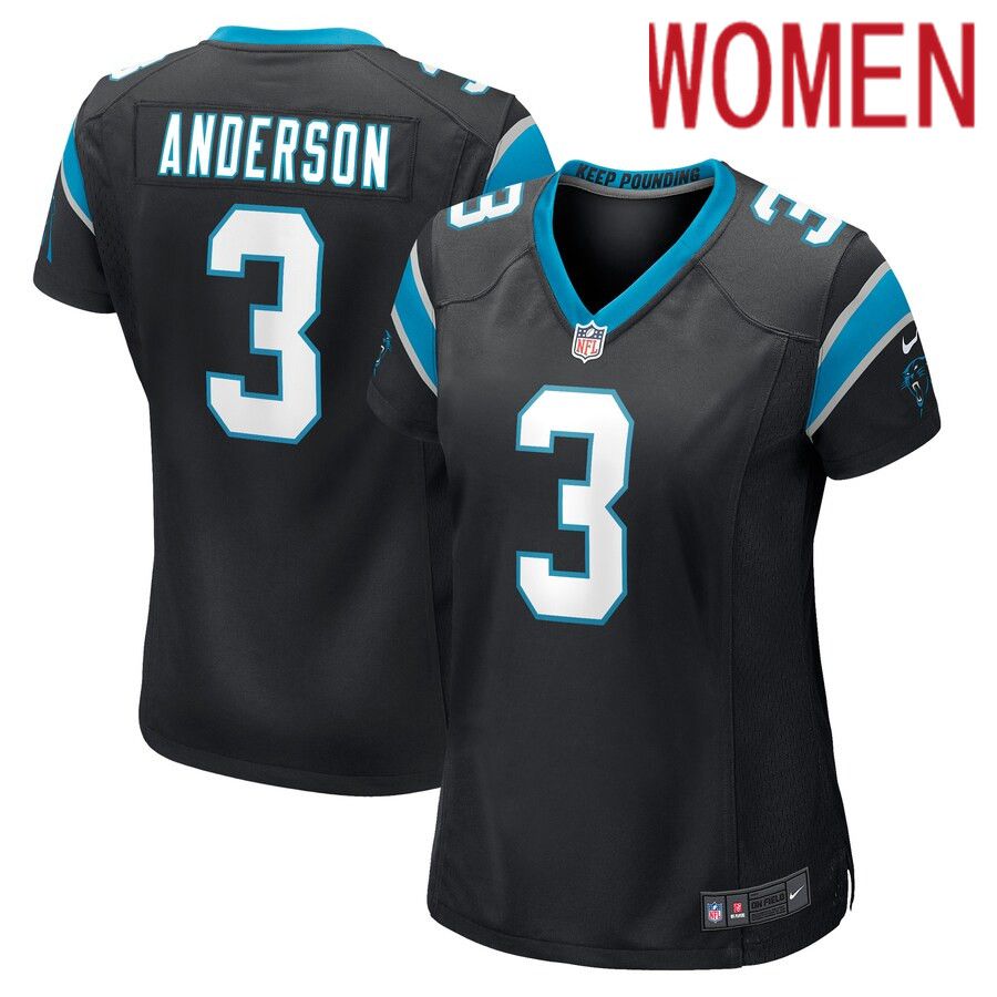 Women Carolina Panthers #3 Robbie Anderson Nike Black Player Game NFL Jersey